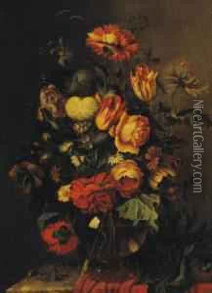 Circa 18th Century Follower Of Gerardus Van Spaendonck, Still Life Oil Painting - Gerard Van Spaendonck