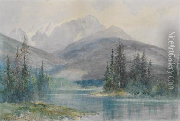 Snow-capped Mountains In The Rockies Oil Painting - Frederic Marlett Bell-Smith