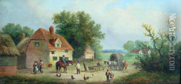 A Farm Scene Oil Painting - Thomas Smythe