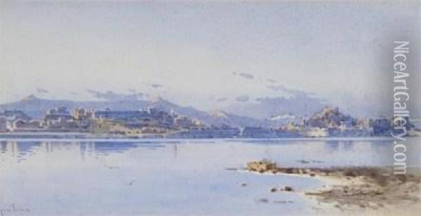 A View Of The Old Citadel In Corfu Oil Painting - Angelos Giallina