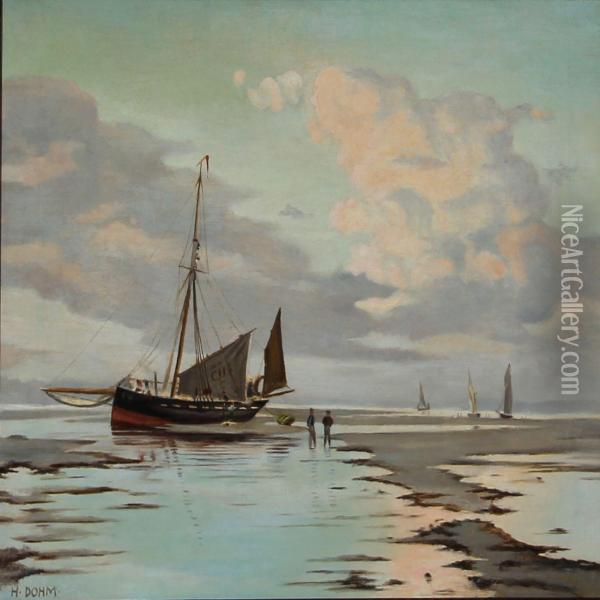 Coastal Scene From Sonderho On Fano, Denmark Oil Painting - Heinrich Dohm