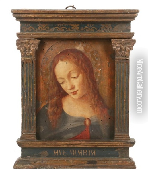 Detail Of The Head Of The Virgin Oil Painting - Leonardo Da Vinci
