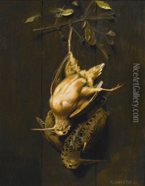 Two Hanging Woodcock Oil Painting - Alexander Pope