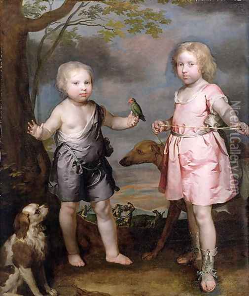 Lord John Hay and Charles, Master of Yester later Third Marquis of Tweeddale c.1670 Oil Painting - Gerard Soest