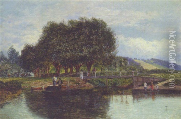 The Old Bridge Oil Painting - George Vicat Cole