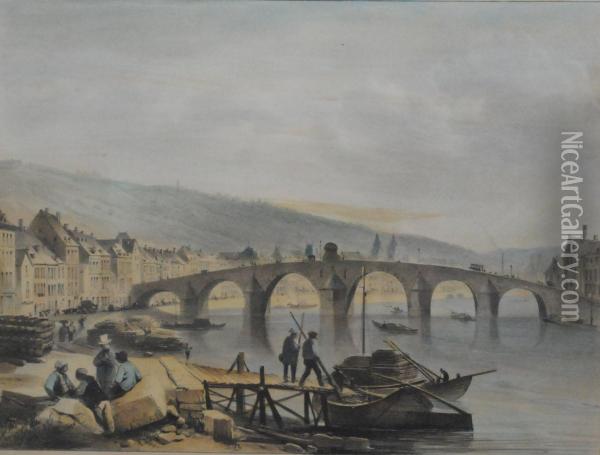 Pont Des Arches A Liege Oil Painting - Paul Lauters