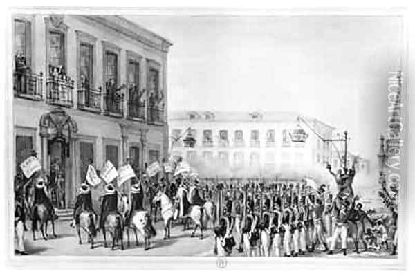 The Acclamation of Pedro I 1798-1834 Emperor of Brazil Rio de Janeiro Oil Painting - Jean Baptiste Debret