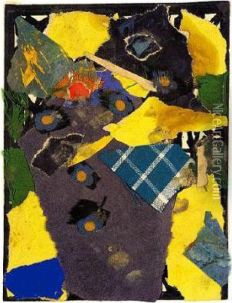 Collage - Klebebild Abstrakt (collage: Abstract Accreted Image) Oil Painting - Adolf Hoelzel