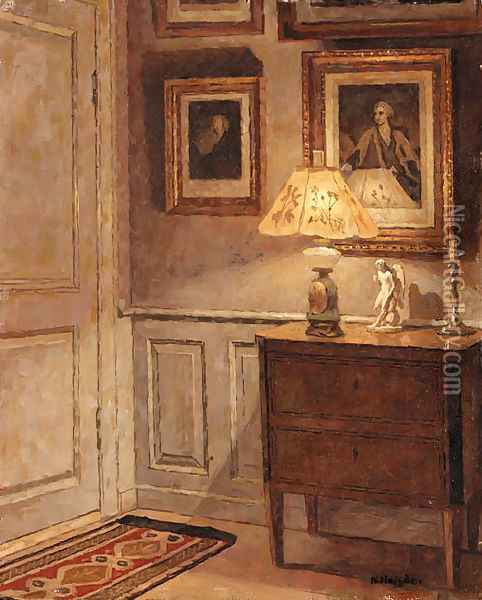 A cozy corner Oil Painting - Niels Holsoe