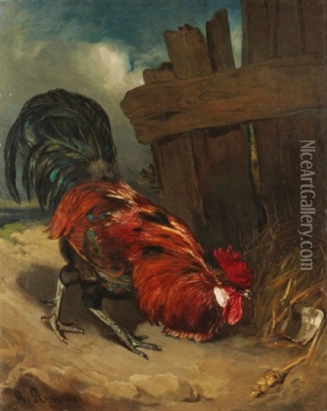 Le Coq Oil Painting - Philippe Rousseau