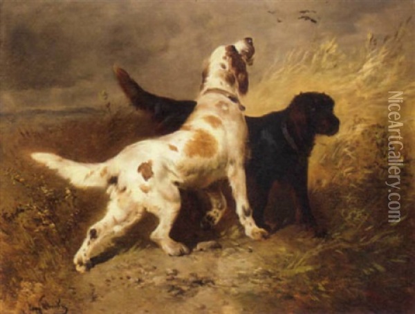 Two Gun Dogs On The Hunt Oil Painting - Henry Schouten