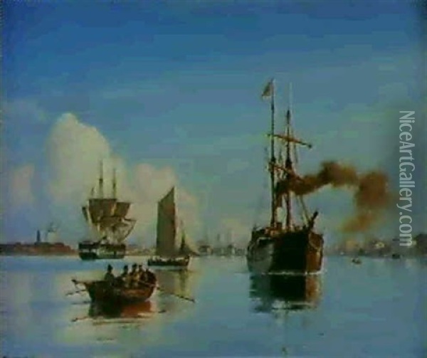 Copenhagen Harbour Oil Painting - Carl Johann Neumann