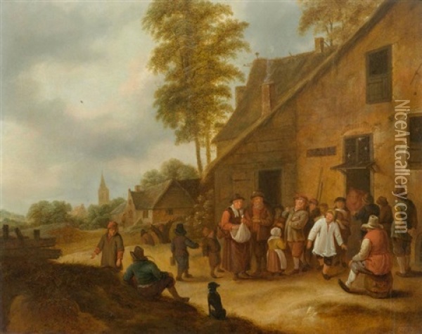 Dorfstrasse Mit Personen Oil Painting - Nicolaes Molenaer