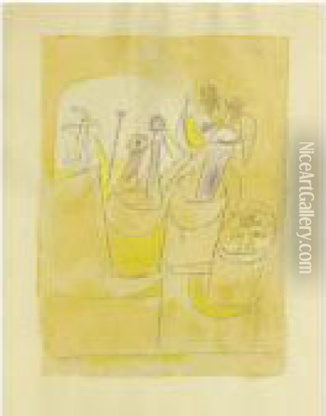 Blumenstocke I (kornfeld 78) Oil Painting - Paul Klee