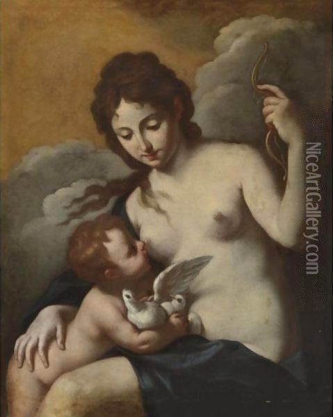 Venus And Cupid Oil Painting - Carlo Cignani