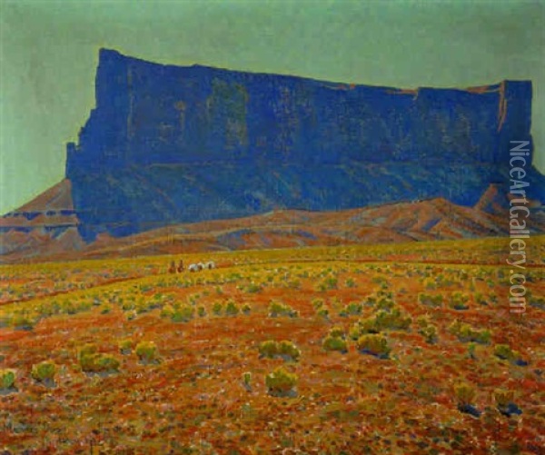 The Monument, Navajo Reservation, Arizona (no.235) Oil Painting - Maynard Dixon