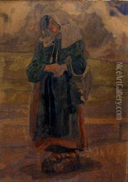 Dutch Farmer, Dutch Peasant Woman Oil Painting - Hans Schwaiger
