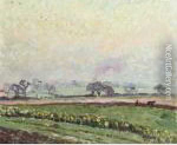 A Sketch At Acton Oil Painting - Lucien Pissarro
