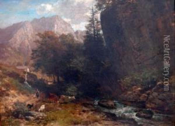 Summer In The High Mountains Oil Painting - Ludwig Gebhardt