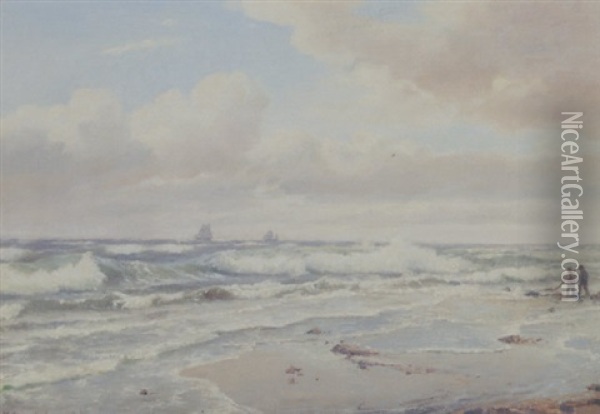 Rakold Dag Pa Stranden Ved Hornbaek Oil Painting - Carl Johann Neumann