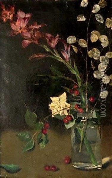 Nature Morte Au Bouquet Oil Painting - Rene Louis Chretien