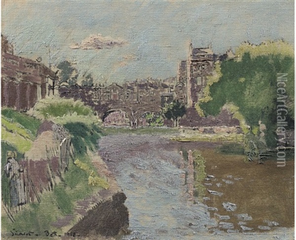 Pulteney Bridge, Bath Oil Painting - Walter Sickert