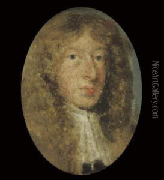 A Gentleman, In White Lace Cravat And Powdered Curling Wig Oil Painting - Abraham Wuchters