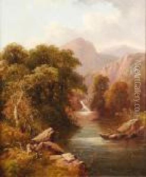 Wooded River Landscape Oil Painting - George Vicat Cole