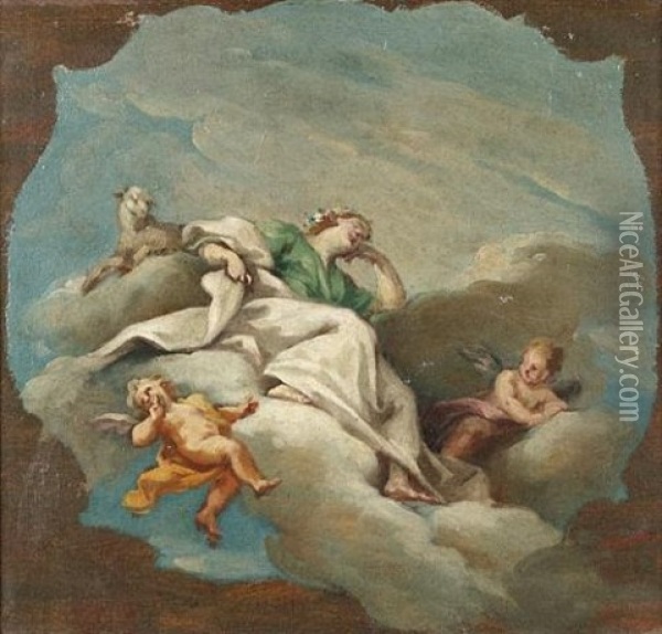 A Bozetto For A Ceiling Design Oil Painting - Carlo Innocenzo Carlone