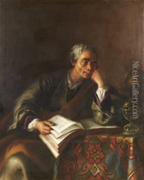 Portratt Forestallande En Matematiker Oil Painting - Jean-Baptiste van Loo