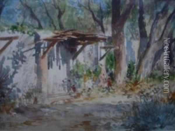 Jardin Dans Les Environs De Nice Oil Painting - Alexis Mossa