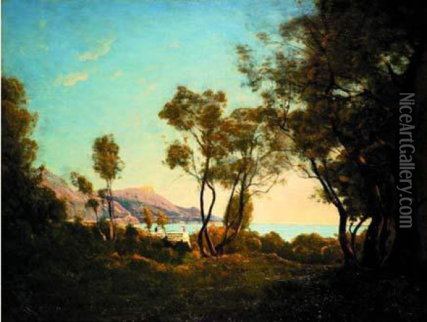 Riviera Oil Painting - Henri-Joseph Harpignies