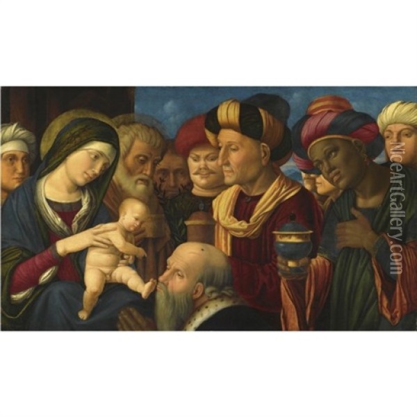The Adoration Of The Magi Oil Painting - Francesco Di Simone Da Santacroce