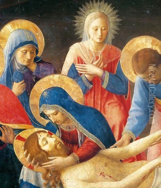 Lamentation over Christ (detail) Oil Painting - Angelico Fra