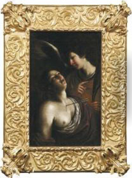 Sant'orsola E Un Angelo Oil Painting - Benedetto Zalone