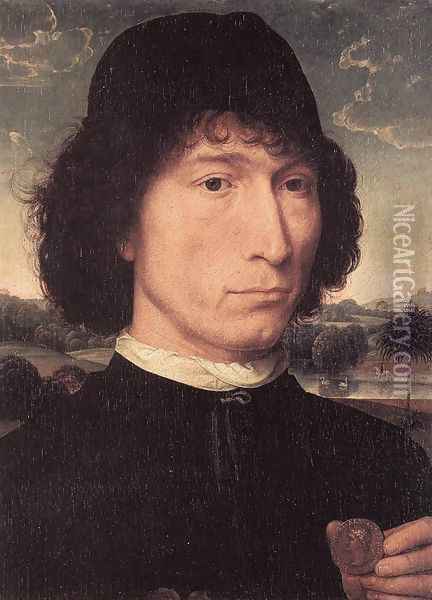 Portrait of a Man with a Roman Coin 1480 Oil Painting - Hans Memling