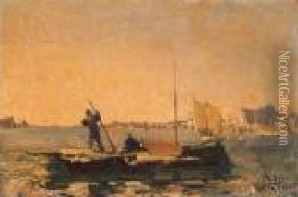 Barca Alla Giudecca Oil Painting - Beppe Ciardi