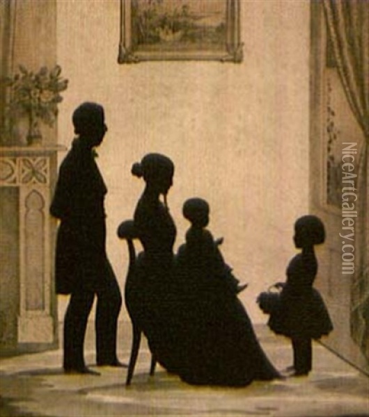 Silhouette Portrait Of A Family Oil Painting - William Henry Brown