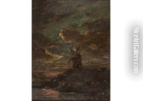 Moulin A Vent Oil Painting - Jules Dupre