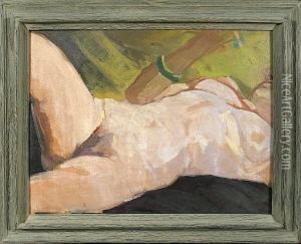 A Study Of A Female Nude, C.1933 Oil Painting - George Kennedy Brandriff