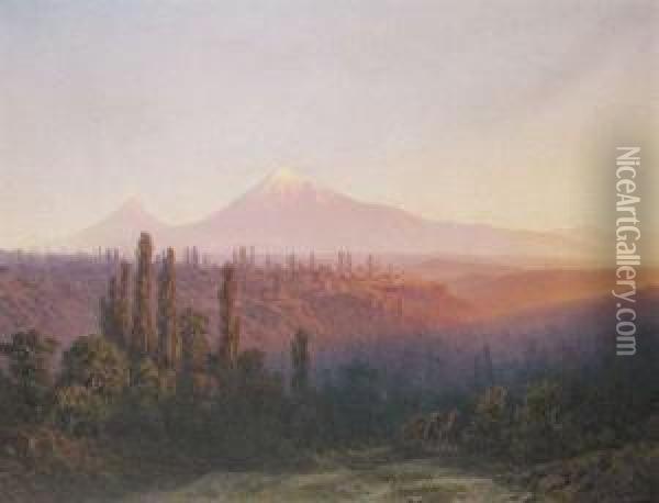 Le Mont Ararat A L'aube Oil Painting - Ilya Nikolaevich Zankovsky