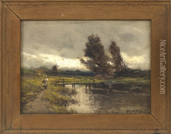 Dutch Landscape Oil Painting - Arthur Vidal Diehl