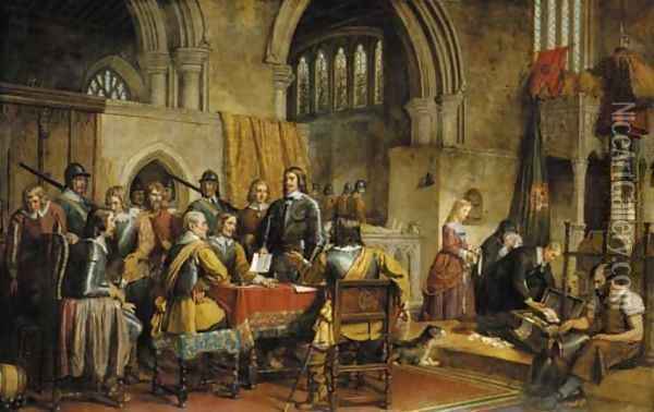 The Surrender of Arundel Castle to Sir William Waller, January 6th, 1643. Oil Painting - Charles Landseer