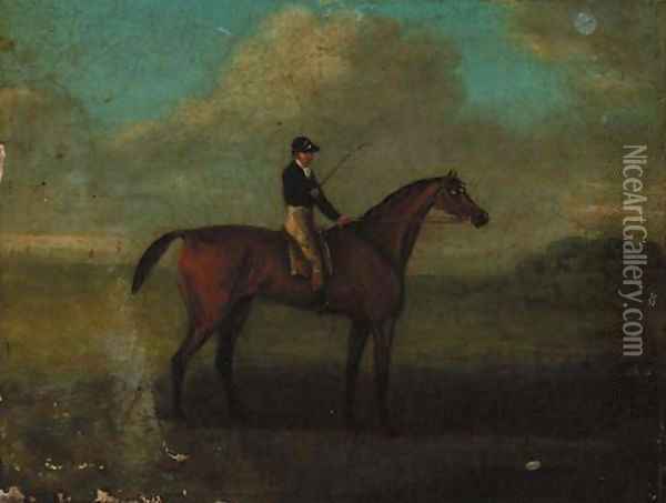 A chestnut racehorse with jockey up Oil Painting - John Nost Sartorius