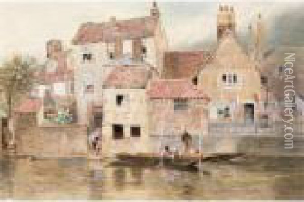 Old Cottages, Eton Oil Painting - Myles Birket Foster