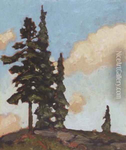 Trees Oil Painting - Francis Hans Johnston