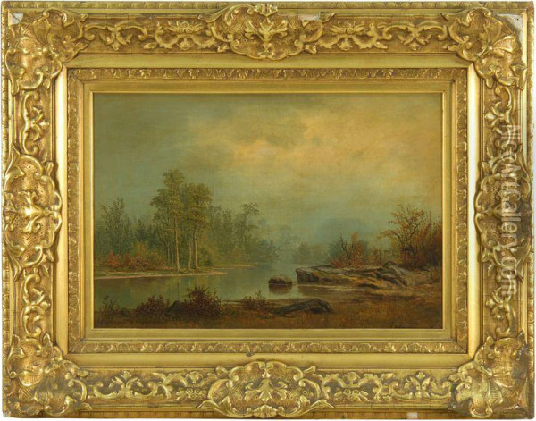 River Landscape Oil Painting - John Olson Hammerstad