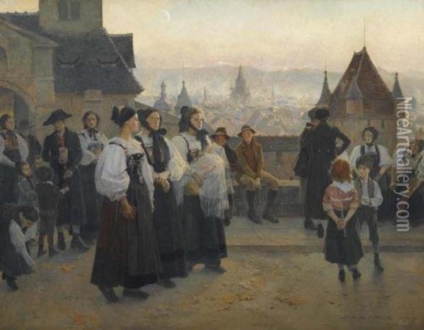 Le Bateme Bavarois. 1890/91. Oil Painting - Francois Flameng