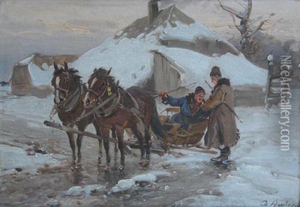 Sanie Oil Painting - Ignacy (Czeslaw Wasilewski) Zygmuntowicz