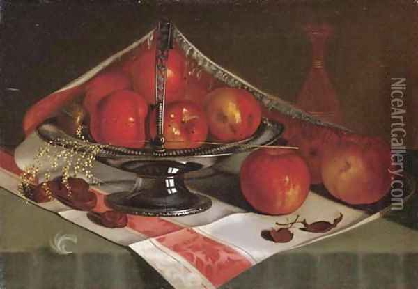 Still Life of Apples in a Silver Compote Oil Painting - Taylor Buzzell
